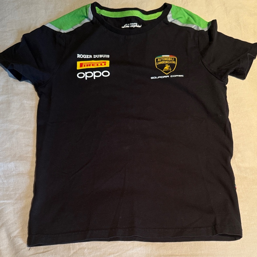 Lamborghini Kids Black Tee with Green Highlights